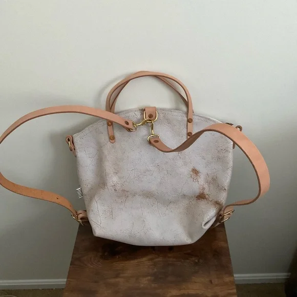 Birch White Leather Convertible Backpack Meanwhile back on the farm - Picture 2 of 5